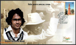 India 2022 Gopal Krishna Bose, Batsman, Cricket, Sports, Games, Special Cover (**) Inde Indien - Storia Postale