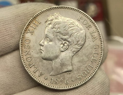 España Spain Duro 5 Pesetas Alfonso XIII 1896 *96 PGV Km 707 Plata - Andere & Zonder Classificatie