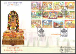 India 2024 Ram Janmabhoomi,Ayodhya,Hanuman,Laxman, Sita, Hinduism,Religion, Big Cover (**) Inde Indien - RARE - Covers & Documents
