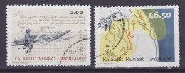 Greenland 2011 Mi. 575 A, 577A, 2.00 & 46.50 Kr. Kommunikation In Grönland Kajakpost & Map Karte Mit Kabelverlauf - Used Stamps