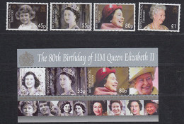 British Antarctic Territory (BAT) 2006 80th Birthday Queen Elizabeth II 4v + M/s ** Mnh (ZO161) - Cartas & Documentos