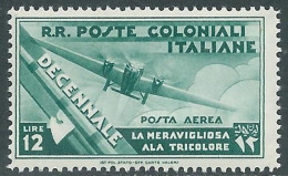 1933 EMISSIONI GENERALI DECENNALE POSTA AEREA 12 LIRE MNH ** - RA23 - Amtliche Ausgaben