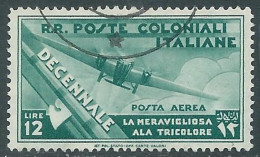 1933 EMISSIONI GENERALI POSTA AEREA USATO DECENNALE 12 LIRE - RA6-9 - General Issues