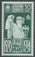 1934 EMISSIONI GENERALI FIERA DI MILANO 30 CENT MNH ** - RA23 - General Issues