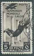 1934 EMISSIONI GENERALI POSTA AEREA USATO MONDIALI DI CALCIO 5 LIRE - RA6-4 - General Issues