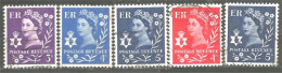 414 G-B Regionals Northern Ireland 5 Stamps Queen Elizabeth (REG-27) - Irlande Du Nord