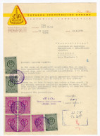 1958. YUGOSLAVIA,SLOVENIA,LESCE,BLED,TIO,TOVARNA IND. OPREME,LETTERHEAD,LETTER TO BELGRADE,8 REVENUE,TAX STAMPS - Brieven En Documenten