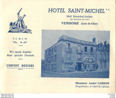 HOTEL SAINT-MICHEL à VENDOME .  Dépliant 4 Pages .  André Carron Propriétaire . - Deportes & Turismo