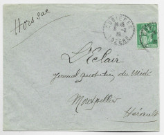 PAIX 90C VERT SEUL ENVELOPPE HORS SAC C. PERLE CUBIERES 8.2.39 LOZERE - 1932-39 Paix