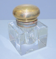 - ANCIEN ENCRIER CRISTAL  Non Signé Jus De GRENIER Avec Son Godet VERRE    E - Inkwells