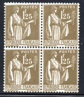 2669.FRANCE 1932 PEACE 1.25 FR. SC.279,Y.T.287 VERY FINE MNH BLOCK OF 4 - 1932-39 Peace