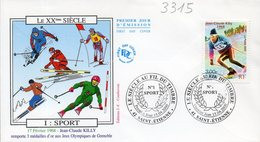 France 3315 Fdc Jean-claude Killy, Jeux Olympiques 1968 Grenoble - Winter 1968: Grenoble