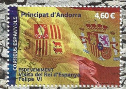 2022.Visita Del Rey Felipe VI Y La Reina Letizia De España A Andorra. Timbre Oblitéré 1 ère Qualité,haute Faciale - Gebruikt