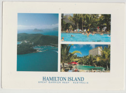 Australia QUEENSLAND QLD Multiviews HAMILTON ISLAND Nucolorvue 17WS185 Postcard 2002 Pmk & 45c Stamp - Mackay / Whitsundays
