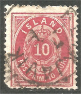 496 Iceland 1876 10 Aur Carmin Carmine (ISL-333) - Usati