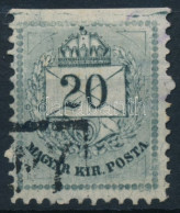 O 1881 Színesszámú 20kr 11 1/2 Fogazással, Felül Fogazatlan, Karcok és Hiányos Gyöngysor - Autres & Non Classés