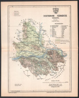 1893 Esztergom Vármegye Térképe, Tervezte: Gönczy Pál, 1 : 236.000, Bp., Posner Károly Lajos és Fia, A Pallas Nagy Lexik - Other & Unclassified