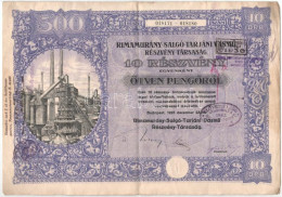 Budapest 1925. "Rimamurány-Salgó-Tarjáni Vasmű Részvény-Társaság" 10db Részvénye Egyben, Egyenként 50P-ről, Szárazpecsét - Non Classés