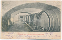 T3 1905 Algyógy, Geoagiu, Gergesdorf; Borospince Belső Hordókkal. Adler Fényirda / Wine Cellar Interior With Barrels (EB - Non Classés