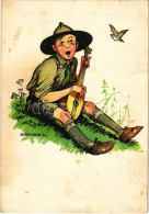 T3 1936 Cserkész Művészlap. Magyar Cserkészszövetség Kiadása. Klösz Gy. és Fia / Hungarian Boy Scout Art Postcard S: Már - Zonder Classificatie