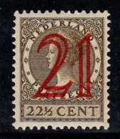 Pays-Bas 1929 Mi. 228 Neuf * MH 100% Surimprimé 21 C - Nuevos