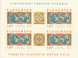 2018 Slovakia Links With Turkey Maps Miniature Sheet Of 4 MNH @ BELOW FACE VALUE - Unused Stamps