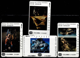 TT8-COLOMBIA TAMURA CARDS 1990's - USED SET MASTER PAINTERS - DAVID MANZUR - Colombia