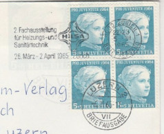 HEATING & PLUMBING TRADE EXHIBITION Cover 1965 Switzerland SLOGAN Multi Pro Juventute Stamps Energy - Gas