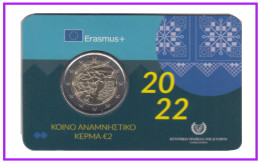 Chipre 2022 Cartera Oficial Coin Card Moneda 2 € Conm Erasmus - Andere & Zonder Classificatie