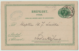 SUÈDE / SWEDEN - 1890 - TPO CDS Type 2 "PKXP. N°8 C. UPP." (Laxå-Göteborg) On 5ö Postal Card Mi.P12aA To Söderköping - Covers & Documents