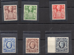 GREAT BRITAIN -1939-  KING GEORGE  VI HIGH VALUES SET OF  6 MINT NEVER HINGED  - Unused Stamps