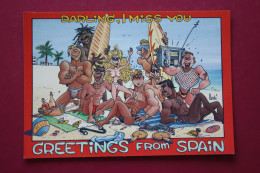 Beach- ESPAÑA-TARJETA  POSTAL - -  Old Spanish Postcard - Humour . Ping-pong - Table Tennis - Tischtennis