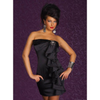 Vestido De Fiesta Bandeau De Raso Sin Tirantes. Negro. Talla 14 (L) - Zonnebrillen