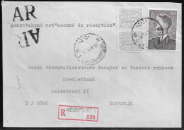 Belgium. Stamps Sc. 969 1143 On Registered Commercial Letter, Sent From Nieuwpoort On 26.08.1980 For Kortrijk - Brieven En Documenten