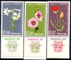 518 Israel Lis Blanc White Lily Hollyhock Tulips Tulipes MNH ** Neuf SC (ISR-10) - Unused Stamps (with Tabs)