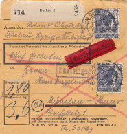 BiZone Paketkarte 1948: Dachau Nach Haar, Haus Engelmann, Durch Eilboten - Lettres & Documents