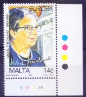 Mabel Strickland, Journalist, Europa, Signature, Malta 1996 MNH  Colour Guide - Koekoeken En Toerako's