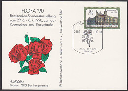 Erfurt FLORA `90 Rosenschau Rosentaufe Klassik Der GPG Bad Langensalza Privat-GA Der DDR 1990 Mit SSt. - Privé Postkaarten - Gebruikt