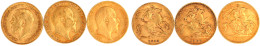 3 X 1/2 Sovereign: Edward VII. 1905 Und 1908, George 1914. Je 3,99 G. 917/1000. Sehr Schön - Autres & Non Classés