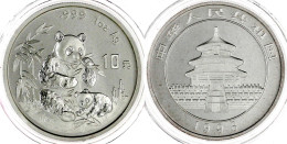 10 Yuan Panda Silber (1 Unze) 1996. Panda Mit Jungtier. Large Date. In Kapsel, Verschweißt. Stempelglanz. Krause/Mishler - Chine