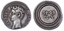 Denar 19/18 V. Chr., Spanische Münstätte. CAESAR AVGVSTVS. Kopf L./SPQR CL V Auf Schild. 3,96 G. Sehr Schön/vorzüglich,  - Autres & Non Classés