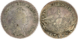 Reichstaler 1785 A, Berlin. 21,79 G. Fast Sehr Schön. Olding 70. V. Schrötter 471. Davenport. 2590. - Goldmünzen