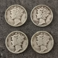 LOT 4 * MONNAIES ARGENT USA 1 MERCURY DIME 1936 1941 1943 1944 (réf Lot N°27) / SILVER - 1916-1945: Mercury