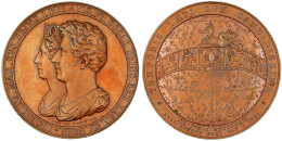 Bronzemedaille Von Gube Und Loos 1823 A.d. Hochzeit Mit Prinz Oskar Von Schweden. Beider Drap. Brb. L./Sternenhimmel Mit - Gold Coins