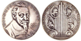 Silbermedaille 1935. Heinrich Schütz Zum 350. Geburtstag. 36 Mm; 19,16 G. Vorzüglich/Stempelglanz, Mattiert. Kienast 504 - Other & Unclassified