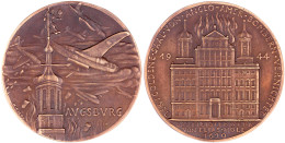 Bronzegussmedaille 1944. Bombardierung Augsburgs. 100 Mm. Vorzüglich, Selten. Kienast 612. - Sonstige & Ohne Zuordnung