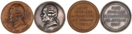 2 Stück: Silber- Und Bronzemedaille 1929. Gotthold Ephraim Lessing. 45 Mm; Silber 35,33 G. Vorzüglich/Stempelglanz, Matt - Other & Unclassified