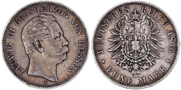 5 Mark 1876 H. Sehr Schön, Kratzer Und Kl. Randfehler, Schöne Patina. Jaeger 67. - Sonstige & Ohne Zuordnung