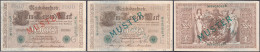 2x 1000 Mark (Brauner Tausender) 21.4.1910. Mit 1x Mit Grünaufdruck „Muster“ Auf Vs. Und Rs. Und 1x Mit Rotaufdruck „Mus - Andere & Zonder Classificatie