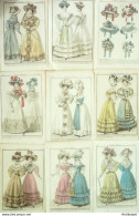 Gravures De Mode Costume Parisien 1826 Lot 34 9 Pièces - Etchings